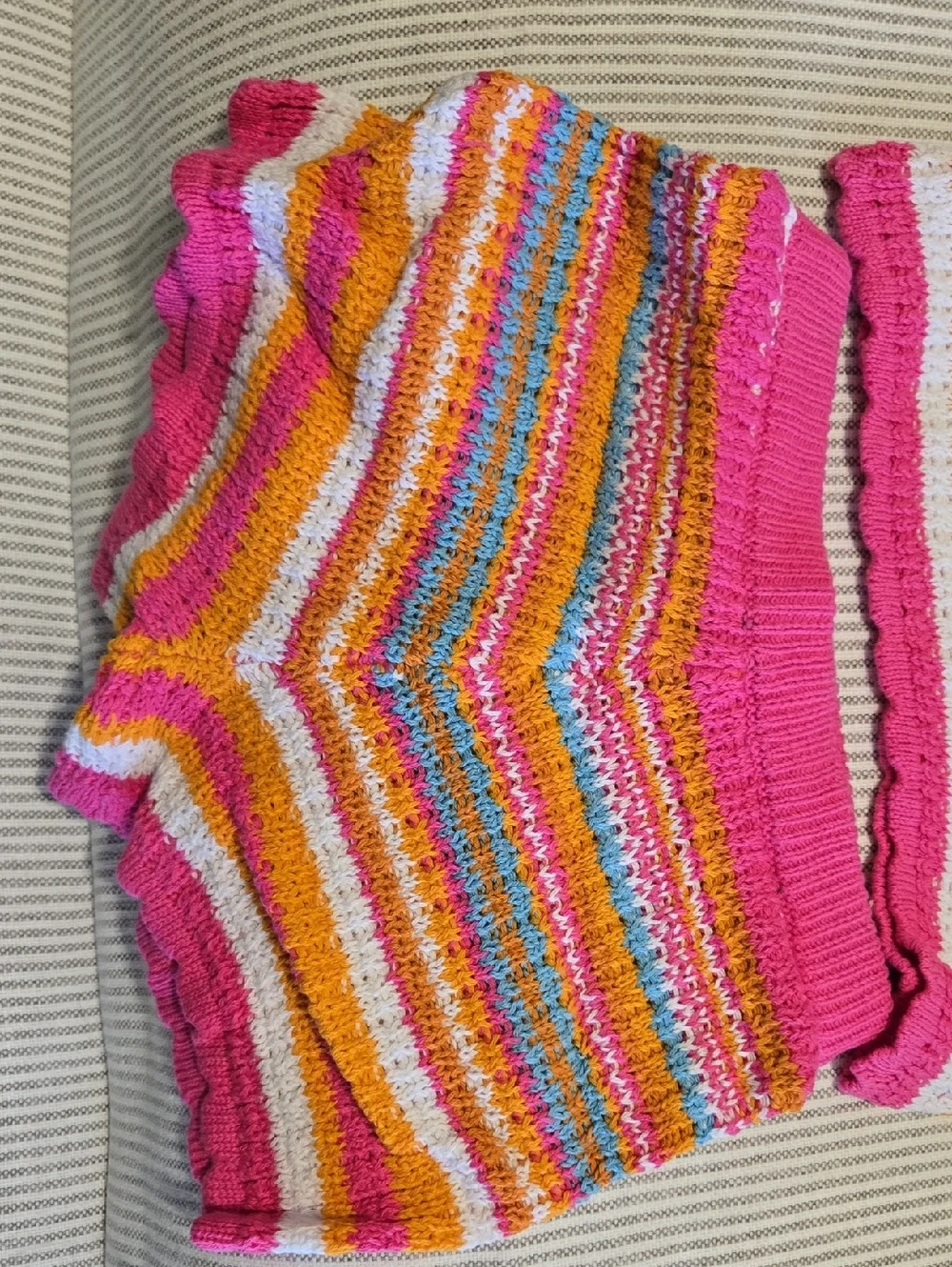 Toddler Girls 2T Striped Knit Tank & Shorts Set — Pink, Orange, White, Blue NWT